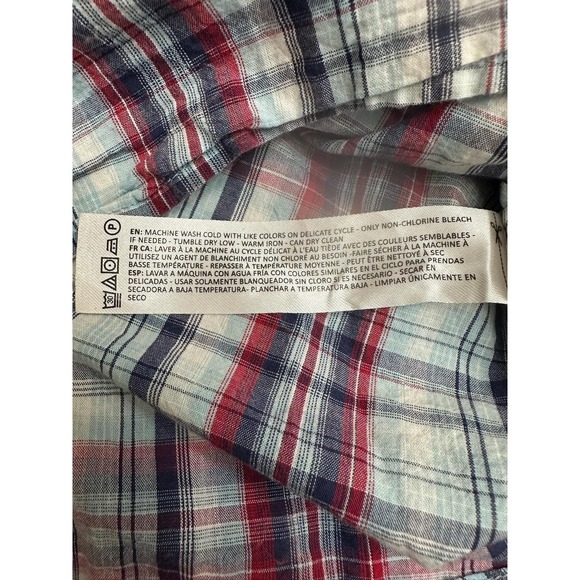 Ariat Shirt Womens 2X Red Blue Plaid Western Pearl Snap Long Sleeve Cowboy - Picture 5 of 9